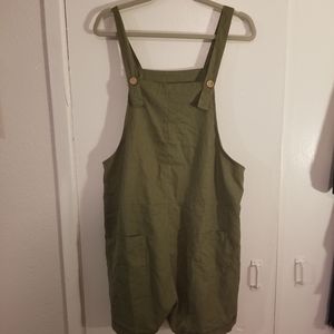 Olive green overall shorts